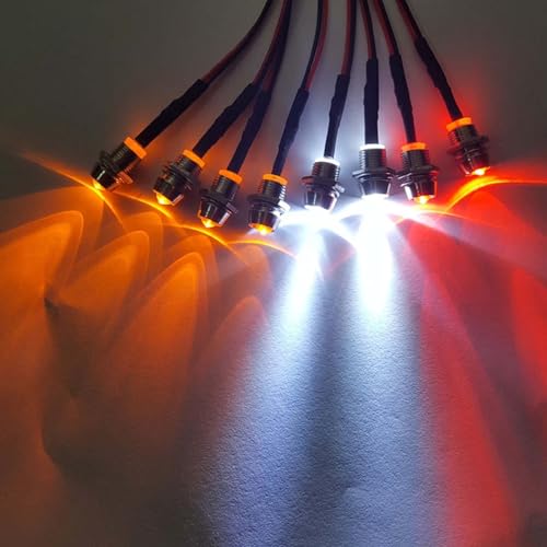 2-Pack 8Leds LED Light Headlights Lighting Taillight Kit Compatible with Traxxas HSP Tamiya Redcat RC4WD Axial SCX10 RC Car Truck Tank Crawler,Red Orange White Led