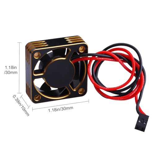 30mm RC Cooling Fan Kit Heatsink for 540 550 Brushed Brushless Motor ESC Aluminum Case (Black&Gold) - color: Black&Gold
