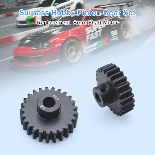M1.5 Pinion Gear 22T 23T 24T 25T 8mm Shaft Steel Motor Gear Set for 1/5 1/6 1/7 1/8 1/10 Tra-xxas Arrma HSP HPI AXIAL LOSI RC Car Brushed Brushless Motor - size: 22T 23T 24T 25T
