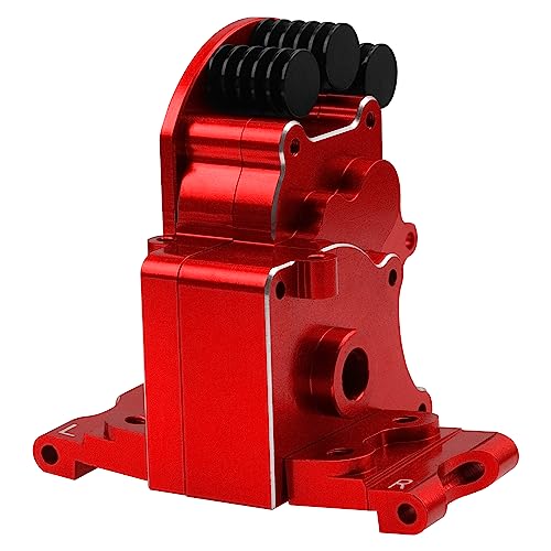 Aluminum Transmission Case Gearbox Housing Cover w/Motor Plate Compatible with 1/10 Traxxas Slash 2WD Rustler Stampede Bandit 2WD RC Car Replace 3691 (Red) - color: Red