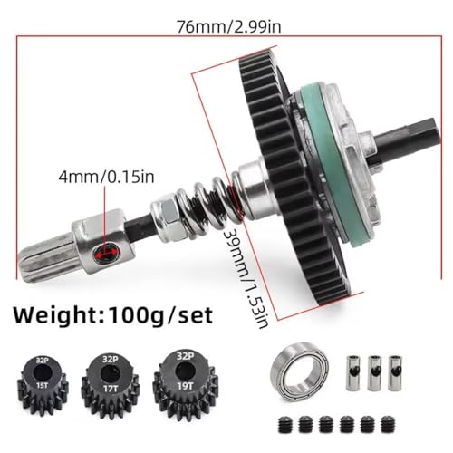 Rc Accessories Parts for Traxxas for Slash 4x4 for VXL for Stampede for Rustler 1/10 RC Car Upgrades Parts Metal 54T Slipper Clutch Set W/15T-17T-19T Pinion Gear 6878
