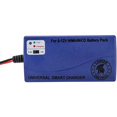Lancer Tactical Smart RC Battery Charger for 7.2V-12V NiMH/NiCd Battery Packs (6S-10S), Ideal for RC Cars, Airplanes, Airsoft Batteries - Compatible with Standard Tamiya and Mini Tamiya
