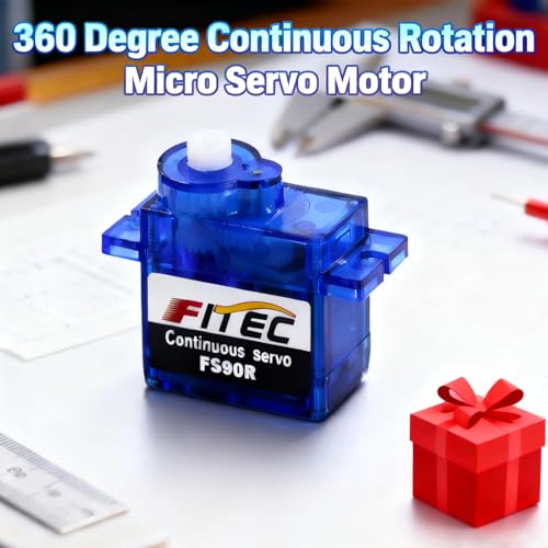 FEETECH FS90R 360 Degree Continuous Rotation Micro Servo Motor 9g for RC Helicopter Airplane Car Boat Robot Controls 4.8V-6V - size: 360°-FS90R