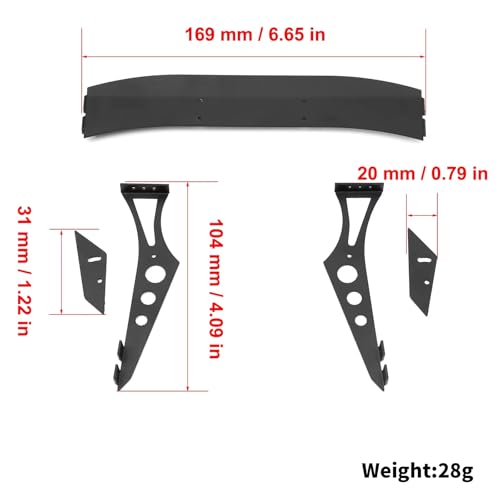 RC Car Parts Compatible with Tamiya for TT02 XV01 for HSP 94123 94122 FWO6 LC PTG PTG2 1/10 RC Drift Car Parts Metal Tail Wing Rear Spoiler