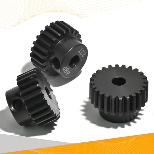 3PCS 48P Pinion Gear Set Hardened Steel 3.175mm Shaft 22T 23T 24T with Screws & Hex for 1/10 RC Arrma Traxxas HPI Kyosho Losi Axial SCX10 Tamiya Monster Truck Buggy Motor Upgrade Parts - size: 22 23 24T