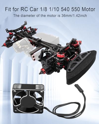 2 Pcs 35mm RC Motor Cooling Fan 21000RPM 8.4V, ESC Motor Cooling Fan Heatsink RC Car 1/8 1/10 Scale 3650 3660 540 550 Brushless Motor (Black Silver)