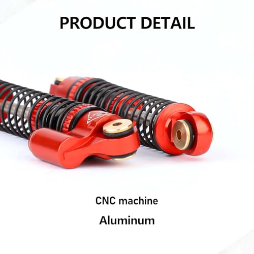 SCX24 Shock Flex Blades With 47MM Oil Filled Shocks Absorber | CNC Aluminum Damper Mount for Axial SCX24 Upgrade Parts 1/24 RC Crawler - color: Red