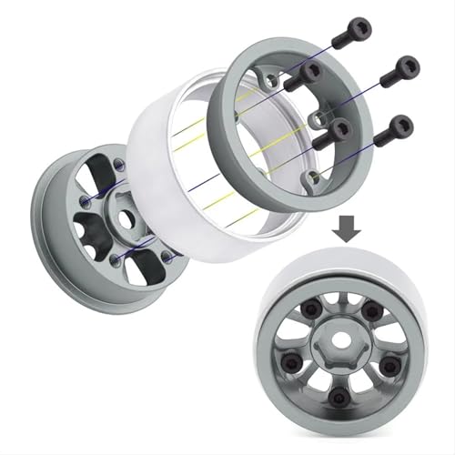 RC Car Assortment for Axial for SCX24 AX24 for FCX24 Enduro24 for TRX4M 1/24 1/18 RC Crawler Car 4Pcs 1.0in Metal Wheel Rims Upgrade Parts