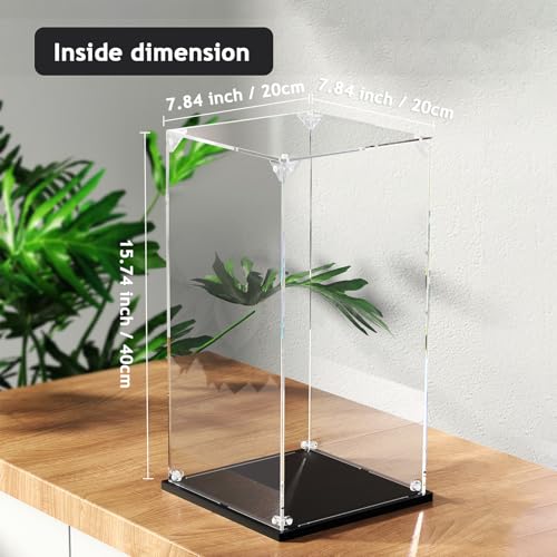 Clear Acrylic Display Case ,Self-Assemble Showcase for Collectibles, Action Figures, Dolls- Alternative Glass Box for Commemorative Gifts (7.84x7.84x15.74 inch, 20*20*40 cm) - size: 7.84x7.84x15.74 inch, 20x20x40 cm