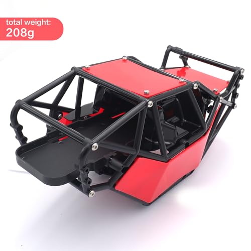 Nylon Rock Buggy Roll Cage Body Shell Chassis Kit for SCX10 ll 90046(Red) | Roll Cage Rock Buggy Body Shell,1/10 RC Crawler Upgrade Parts,High-strength,Easy Assembled - color: Red