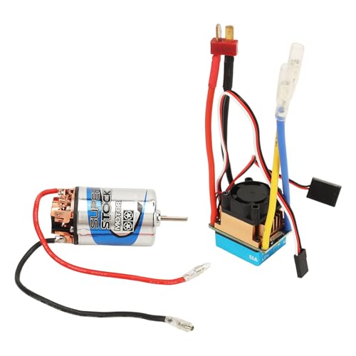 plplaaoo RC 550 Brushed Motor ESC Kit Low Noise High Power Stable 60A Electric Speed Controller with T Male Plug for Hsp Hpi RC Crawler Stainless Steel Copper Plastic (23T)