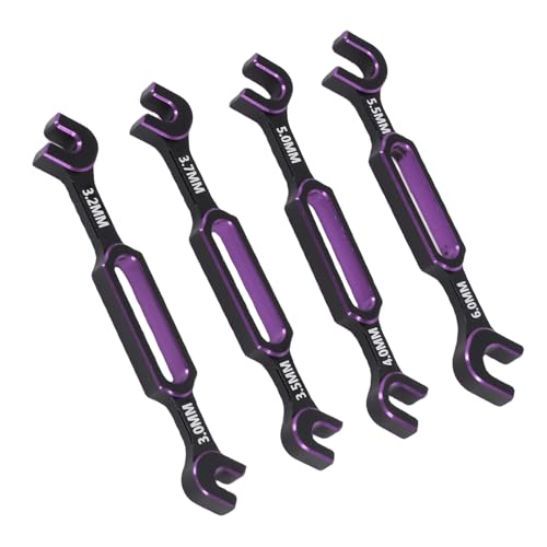 RC Tools, 4PCS RC Wrench Set Turnbuckle Nut Ball Joint Remover 3.0 3.2 3.5 3.7 4.0 5.0 5.5 6.0mm Aluminum Alloy Repair Tool for Remote Control Cars Drones Crawlers (Purple) - color: Purple