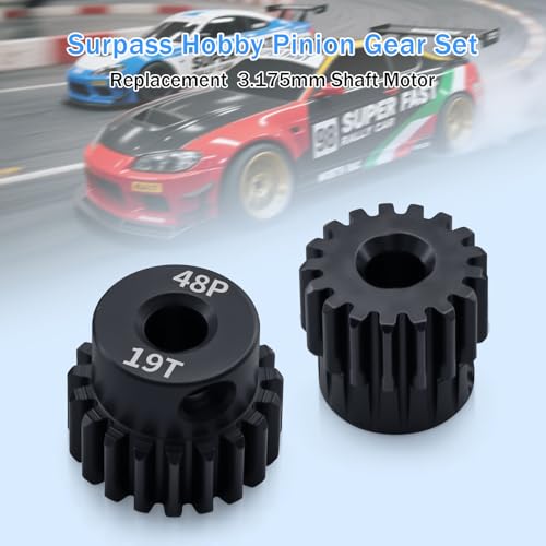 5pcs 48P Pinion Gear 17T 18T 19T 20T 21T 3.175mm Shaft Pinion Gears with Hex Key Set for Traxxas Arrma HSP HPI AXIAL Tamiya Losi 1/10 RC Car Brushless Motor - size: 17T 18T 19T 20T 21T