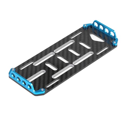 RC Battery Mount Plate, Aluminium Alloy Carbon Fiber Battery Protective Plate 15.5x6.2x1.5cm/6.10x2.44x0.59in Mounting Board for 1/10 Scale RC Car (Blue) - color: Blue