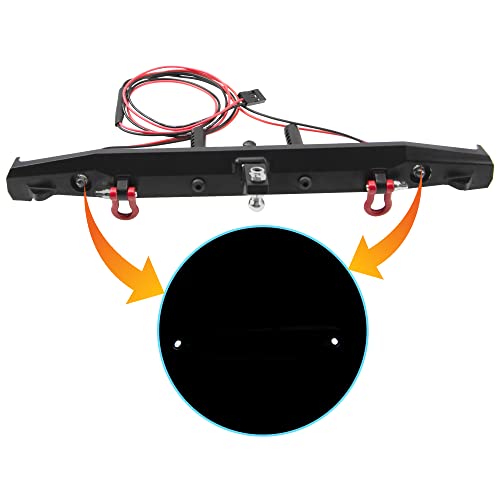 RC Model Metal Car Rear Bumper RC Crawler Car Rear Bumper with Lights Shackles Trailer Hitch Compatible with Traxxas TRX-4 Axial SCX10 90046 90047 SCX10 II 1/10 RC Crawler Car Upgrade Parts