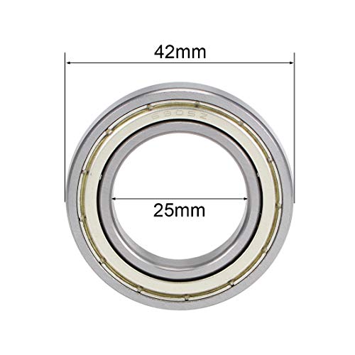 uxcell 6905ZZ Deep Groove Ball Bearings Z2 25mm X 42mm X 9mm Double Shielded Carbon Steel 2pcs - size: 25mmx42mmx9mm