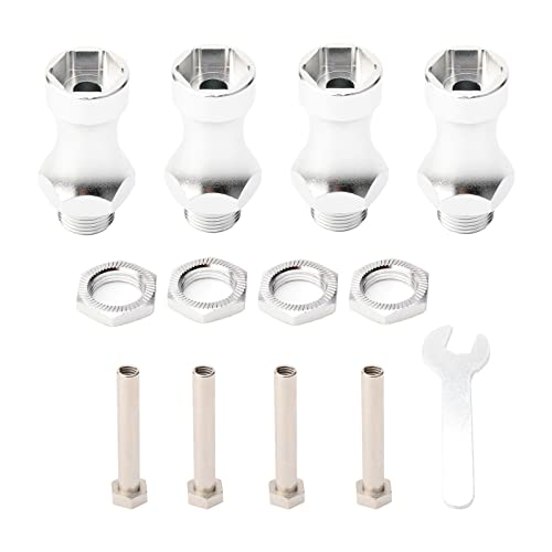 4 Pack Aluminum 12mm to 17mm Wheel Hex Hub Conversion Adapter Widener for 1/8 1/10 RC Car Upgrade Parts, Silver - color: Silver