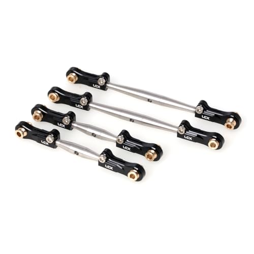 LCX Racing 1/10 RC Crawler Car Stainless Steel Suspension Front Steering Link Set Rear Link Set 4pcs for RC Truck Arrma Fury, Upgrades Parts Accessories (Black) - color: Black