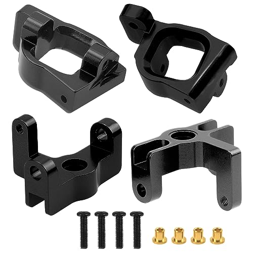 ShareGoo Aluminum Front Rear Swing Arm & Steering Knuckle Kit & Tie Rod Steering Servo Link Compatible with WLtoys 144010 144001 144002 1/14 RC Car (Black) - color: Black