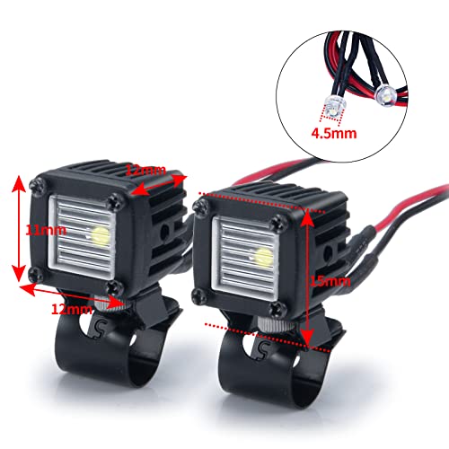 4PCS RC Spot Beam Square LED Cubes Offroad Driving Lights RC Light Bar LED Housing Lens Spotlight Compatible with 1/10 RC Car TRX4 TRX6 Axial SCX10 90046 RR10 D90 (D-Striped) - color: D-Striped