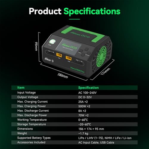 Gens ace iMars D1000 Plus Smart Charger | Bluetooth App Control | Dual Channel | G-Tech