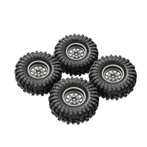 INJORA 1.0 Beadlock Wheel Tires Set -3.78mm Offset for 1/18 1/24 RC, Grey - color: Grey