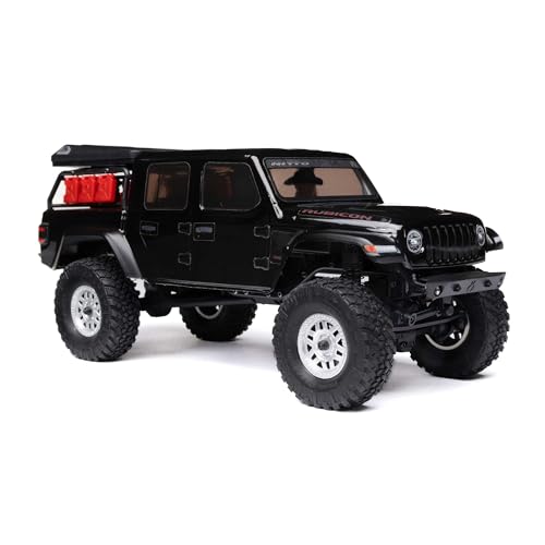 Axial SCX24 Jeep Gladiator RC Truck, Black, AXI00005V2T5 | 4 Wheel Drive, Rock Crawler, Brushed RTR, Ready-to-Run - color: Black