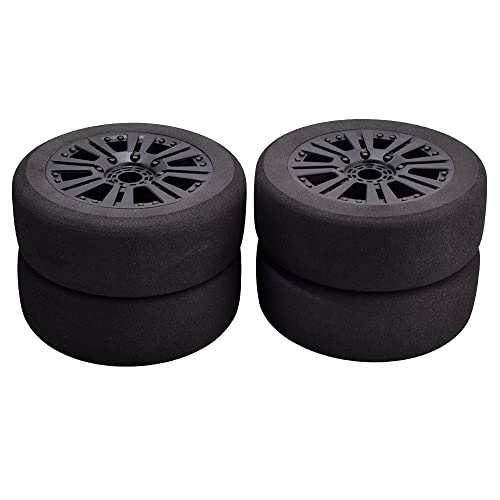 1/8 RC Tires and Wheels, 4Pcs Off Road Tires for RC Car Trucks Foam Vehicle Tyres 17mm Hex Hubs Wheel Rims for Kyosho HSP HPI RC Racing Model Toy Crawler, Black - style: 1/8 89H Foam
