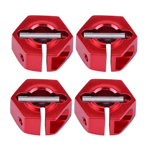 4 Pcs Universal Wheel Hex Hub Adapters,12mm Wheel Hex Mount with Pins and Screws,Wheel Hex Drive Adapters Hub RC Model Vehicle Accessory for RC Spare Part RC Car Upgrade Parts (5.0MM red) - size: 5.0MM red