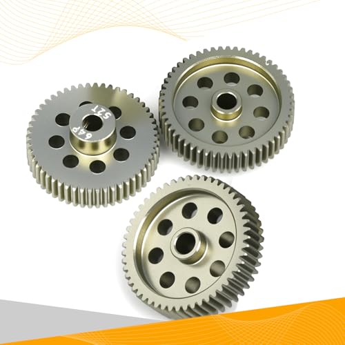 64P Pinion Gear 3.175mm Shaft 7075 Aluminum Alloy Motor Gears,0.6 Metric Pitch 51 52 53T with 1/8 Hole Pinion Gear Compatible with 1/10 Arrma HPI Kyosho Losi Axial Traxxas Tamiya RC Car - size: 51 52 53T