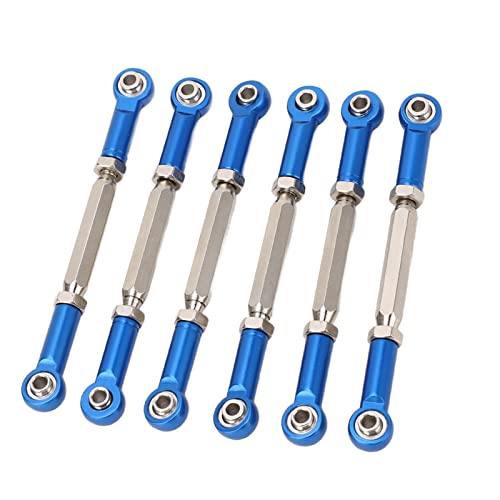 Adjustable Push Rods 88Mm Aluminum Alloy, Turnbuckle Linkage Accessories 6Pcs Set for Rc Car Upgrade Parts, Blue - color: Blue