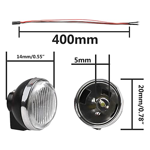 1/10 RC Crawler LED Headlights Compatible with Traxxas TRX-4, TRX-6, Axial SCX10, Redcat Gen8 (20MM B) - size: 20MM B