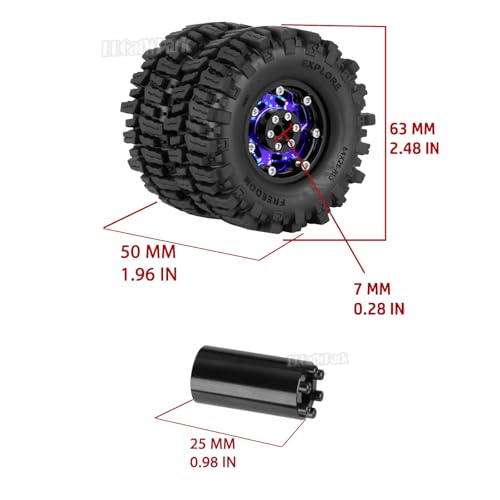 1.3 Dually Beadlock Wheels Tires for RC Crawler Car 1/18 TRX4M Ascent-18,1/24 SCX24 FCX24,RC Off Road Buggy Rally Truck Wheels and Tires,Adjustable Offset Wheels,7mm Hex Rims,Purple Blue - color: Purple Blue Tone - (4pcs 1.3 Beadlock Tires)