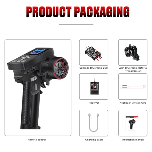 GOUPRC Racing RC Transmitter 8CH 2.4GHz & Receiver with 2204 2400KV Brushless Outrunner Transmission Motor & Uprade 30A Brushless Esc for SCX24 Axial RC Car Crawler Car - color: Upgrade Gen-3 Kit