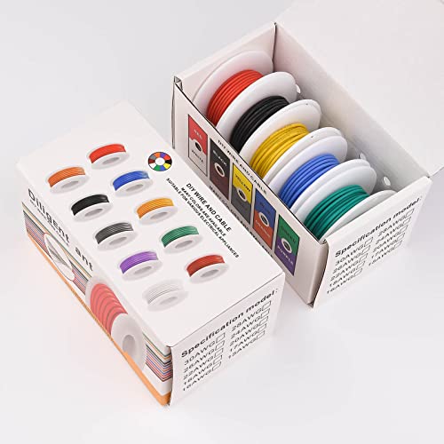 24 AWG Stranded Electrical Wire 24 Gauge Tinned Copper Wires Flexible Silicone Electric Hookup Wire Kit OD:1.6mm, 5 Colors 32.8ft/10m Each, DIY/Automotive/Home/Power Wiring Kit by Sznnzd™ - size: 5 Colors each 32.8Ft, style: 24AWG-Stranded