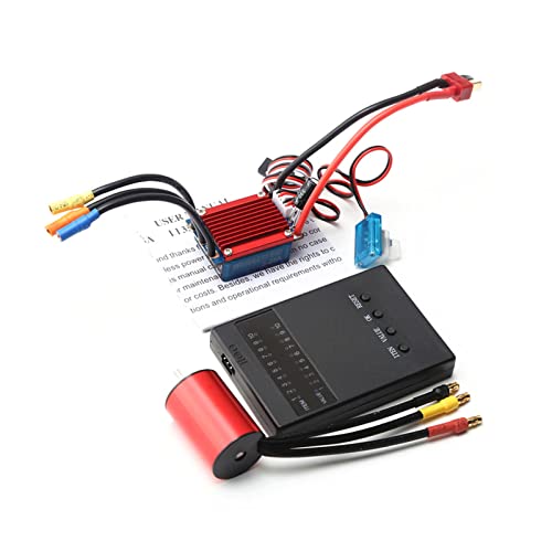 HUIOP RC car Motor, S2435 4800KV Brushless Motor 4P Sensorless 25A Brushless ESC Electric Speed Controller Programming Card for 1/16 1/18 RC Car Truck
