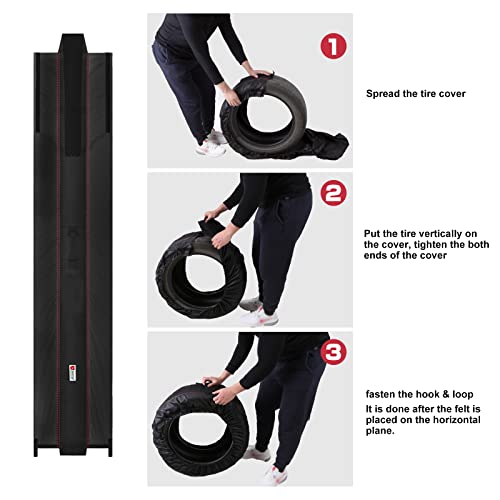 Seasonal Tire Totes, Spare Tire Cover, Portable Winter Wheel, Handle for Easy Transportation, Fits Tires Tire Diameters 21β to 31.5β, Set of 4 Bags Black