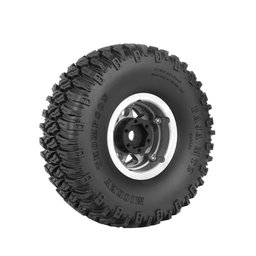 4PCS 1.55 Inch Aluminum Alloy 5Spoke Beadlock Wheel Rim Tyre and 95mm Rubber Tires Set for 1/10 RC Rock Crawler Car Upgrade Parts for Tamiya Axial AX90069 D90 TF2 CC01 LC70 (Silver+Black) - color: Silver+black