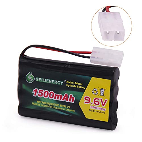 9.6V 1500mAh NiMH High Capacity Rechargeable RC Battery with Standard Tamiya Connector for RC Car Boats Robots and OTC Genisys 239180 & EVO Scan Scanner(2 Pack)