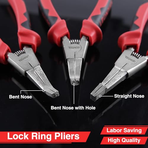 8 Inch Lock Ring Pliers - Special Circlip Pliers with Reverse Angle Tip and Straight Nose - size: 8" Straight Nose