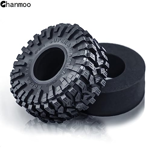 1.9 RC Crawler Tires 120mm With Foam Insert Soft Rubber 1/10 Scale Mud slingers Tyres For Traxxas TRX4 Axial SCX10 SCX10 II RC4WD D90 D110 TF2 Tamiya CC01 Gen8 1.9 Beadlock Wheel Rims 4PCS
