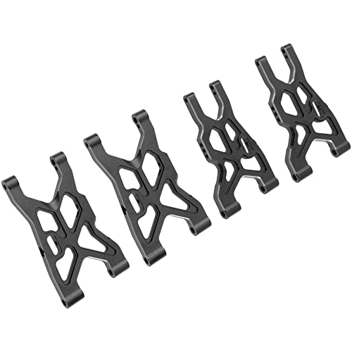 Metal Front & Rear Suspension Arms Set Upgrades Parts Compatible with Arrma 1/8 Infraction 4X4 MEGA/Vendetta 4X4 3S BLX RC Car (Black) - color: Black