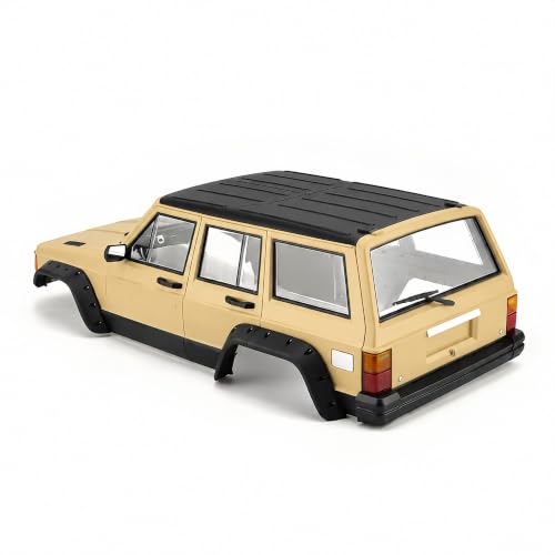 1/10 RC Crawler Hard Body Shell Kit, 313mm Cherokee Style, Yellow | Fits Axial SCX10, SCX10 II 90046/90047 & TRX4; hard plastic shell with interior, grille, flares, mirrors and hardware - color: Yellow