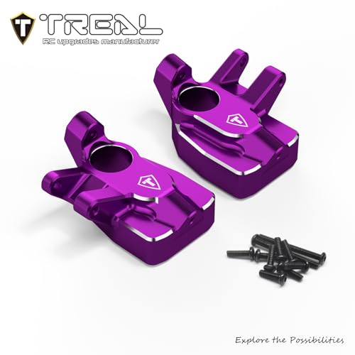 TREAL Aluminum 7075 Front Steering Knuckles Inner Portal Covers (2pcs) for Axial 1/8 AXP8 Gilamon(Purple - color: Purple