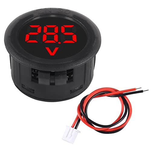 5PCS DC 4-100V LED Digital Display Circular Two-Wire Voltmeter DC Digital Voltmeter Head Display Reverse Connection Protection - color: Red