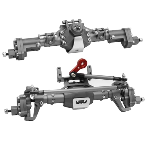 CNC Billet Aluminum Portal Axle Assembly with Steel Gears for Axial SCX10 I SCX10 II 90046 90047 for Redcat GEN8 RGT 86100 1/10 RC Crawler Upgrades (Front and Rear Axle) - color: Front and Rear Axle