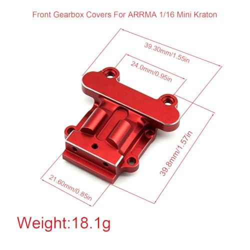 Aluminum Upgrade Parts Set for ARRMA 1/16 Mini Kraton 3S, Front/Rear Upper/Lower Arm, Gearbox Cover, Wing, Steering Link (Red Front Gearbox Cover) - color: Red Front Gearbox Cover