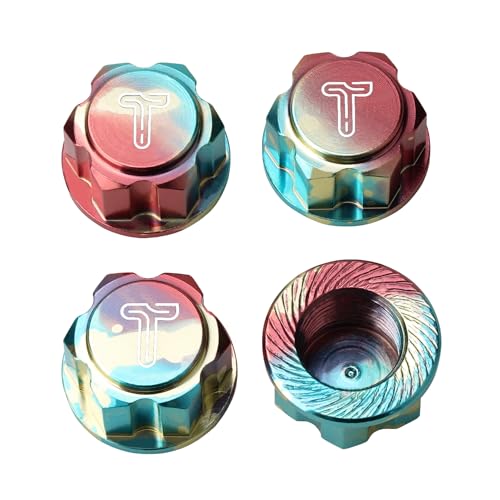 4PCS Splash Anodizing Aluminum 17mm Hex Wheel Nut Center Cap for 1/10 Scale Arrma Losi HSP Redcat 1/8 RC Car Monster Truck(1.0mm Thread Pitch)