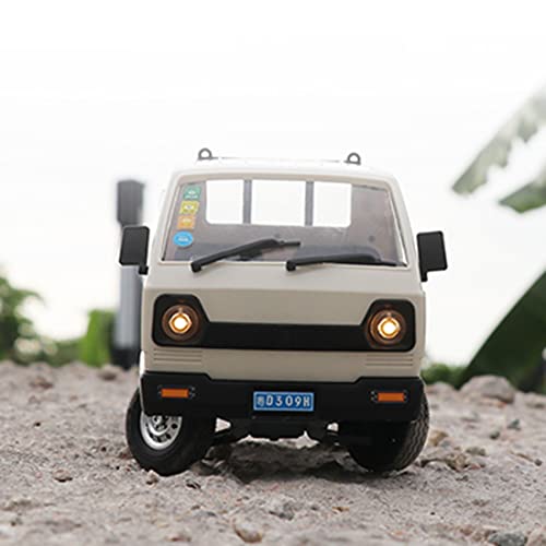 D12Mini Kei Truck RC Car 1/16 2.4Ghz Remote Control Rock Crawler Off Road Truck with Brushed Motor, LED Headlights, Middle Engine Rear Drive RTR Toys Car for Adults