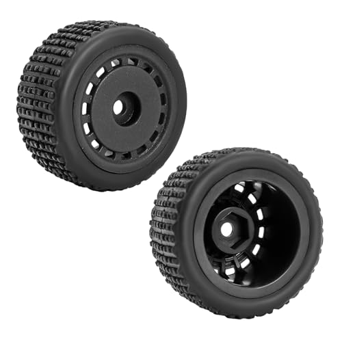 Pre-Mounted Pin Buggy Tires and Wheels Rims Hub Tires Set for 1/24 Losi Micro-B 1/28 Losi Micro-T Wltoys 244016 Upgrade Part (Black Micro-T) - color: Black Micro-t